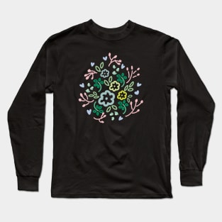 Doodle Pastel Flower Long Sleeve T-Shirt